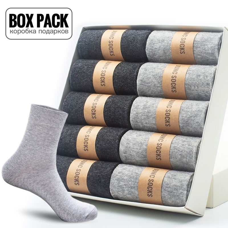 Cotton Crew Sock Pack - Box Pack Herren-Baumwollsocken, 10 Paare/Box, schwarze