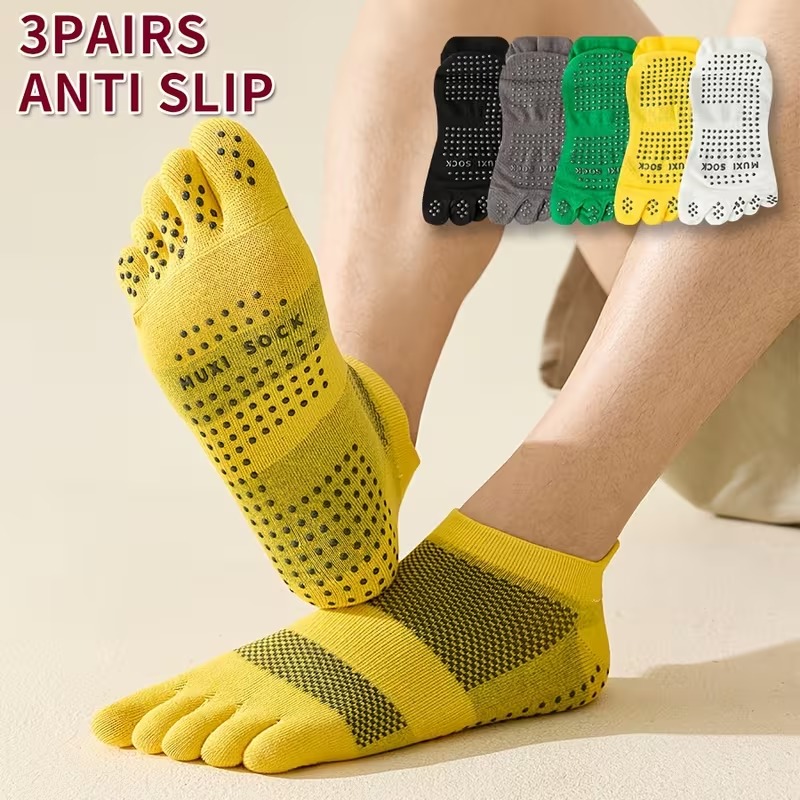Grip Sock Yoga - Herren-Zehensocken im 3er-Pack, rutschfeste Socken mit