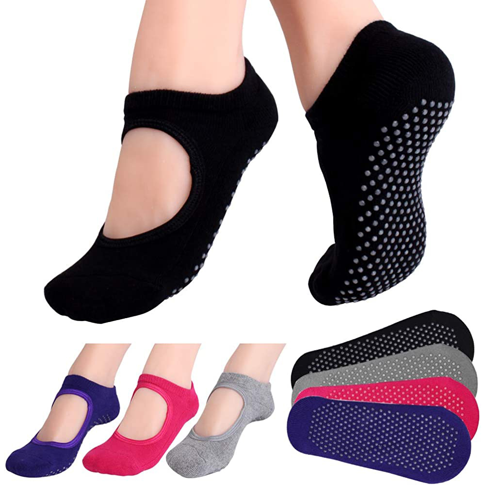 Grip Sock Yoga - Rückenfreie, rutschfeste Fitness-Pilates-Socken aus Baumwolle für