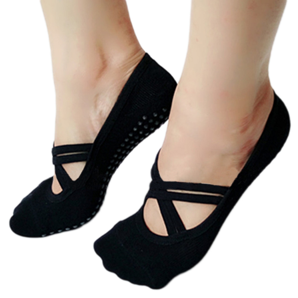 Grip Sock Yoga - Yoga-Socken für Damen, Schwarz, Rutschfest, für