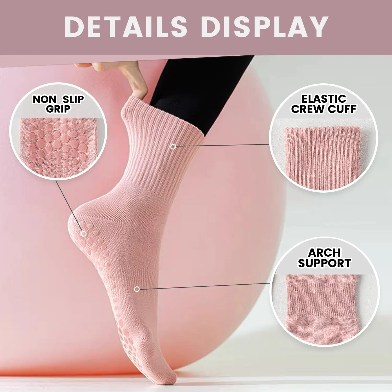 4 Paar Damen-Yoga-Socken, einf – Grip Sock Yoga Bewertung und Preis