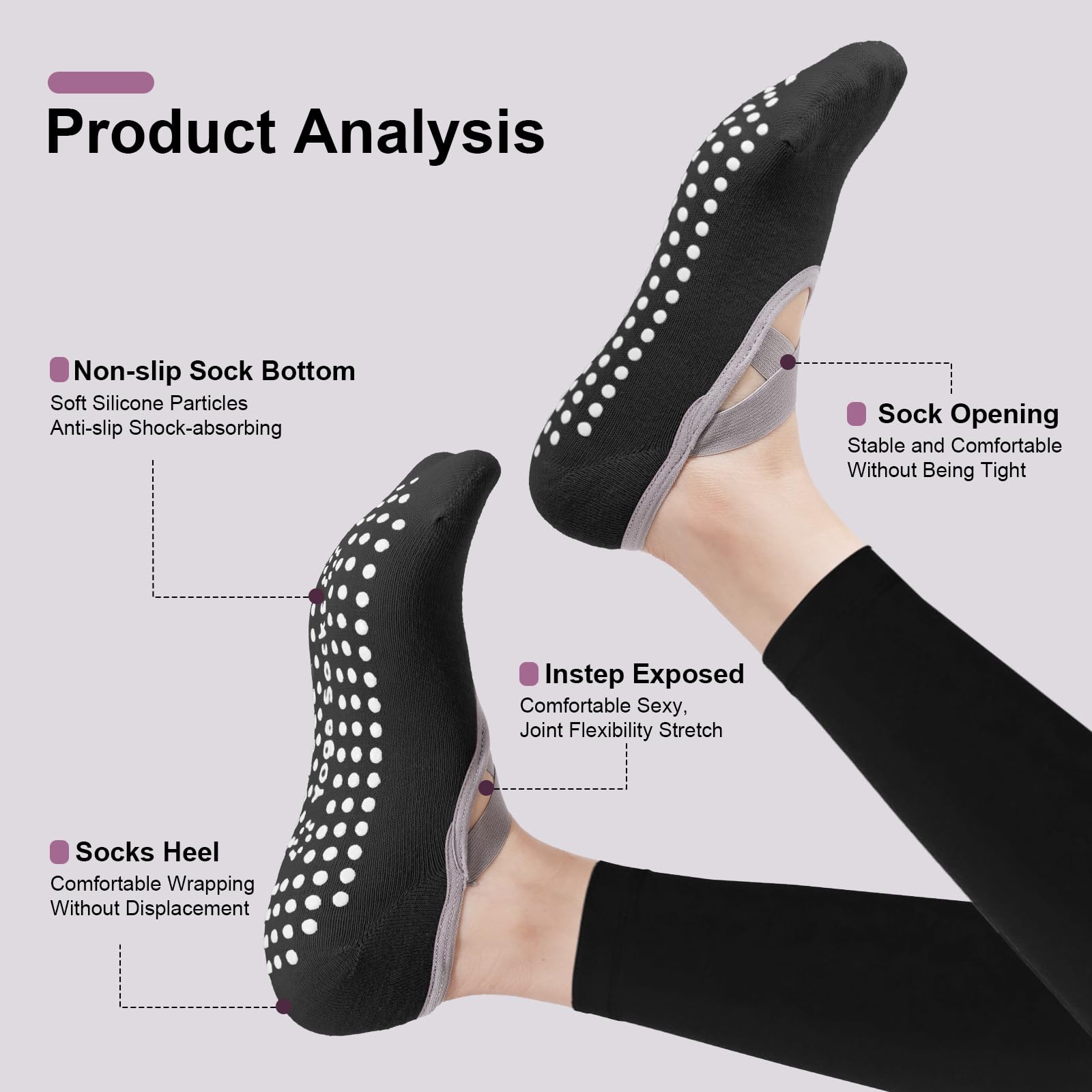 4er-Pack Damen-Pilates-Socken, – Grip Sock Yoga Bewertung und Preis